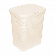 Корзина для белья прямоугольная Violet Ротанг 60 л, слоновая кость, с крышкой