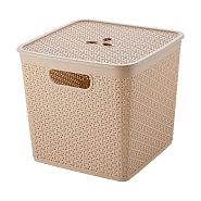 Корзина для хранения Keeplex Rattan, с крышкой, 30 x 30 x 28 см, морской песок