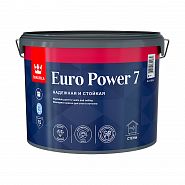 Краска моющаяся для стен и потолков Tikkurila Euro Power 7 (Евро 7), 9 л, бесцветный, база С