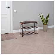 Подставка для обуви ЗМИ Альфа 23, 2-х полочная, с сиденьем, 65 x 30 x 48 см, коричневая