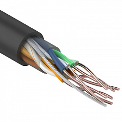Кабель UTP REXANT 4PR 24AWG, CU (медь), CAT5e, 100 МГц, PE, черный, OUTDOOR, бухта 50 м