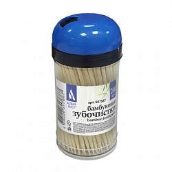 Зубочистки бамбуковые 200 штук в диспенсере, БЕЛЫЙ АИСТ, 607567, 63