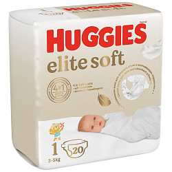 HUGGIES Элит Софт Подгузники 1 (3-5 кг) 20 шт