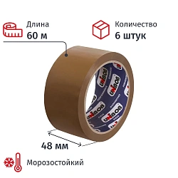 Клейкая лента упаковочная 48 мм х 60 м UNIBOB 60 мкм темная 6шт/уп