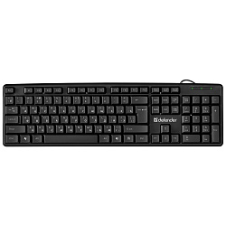 Клавиатура проводная DEFENDER Element HB-520, USB, 104 клавиши + 3 дополнительные клавиши, черная, 45522