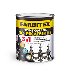 Грунт-эмаль по ржавчине 3 в 1 Farbitex, алкидная, глянцевая, 1,8 кг, коричневая