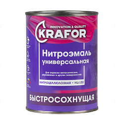 Нитроэмаль НЦ-132 быстросохнущая Krafor, глянцевая, 0,7 кг, красная