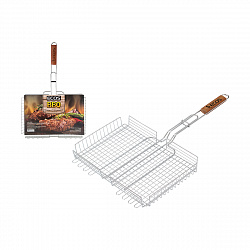 Решетка-гриль Ecos RD-103D, глубокая, с деревянной ручкой, 40 x 27 x 5 см