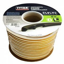 Уплотнитель для окон D-профиль Tytan Professional, 14 x 12 мм, бухта 40 м, белый