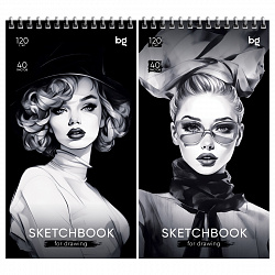 Скетчбук 40л.,105*195мм, BG "Fashion Week", на гребне, 120г/м2