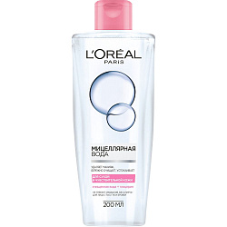 Мицеллярная вода L'Oreal для снятия макияжа, для сухой и чувствительной кожи 200 мл