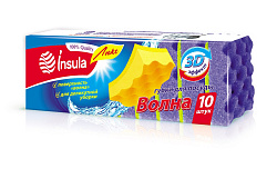 INSULA Люкс Губки для посуды Волна 10 шт
