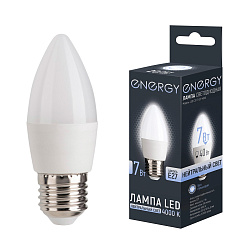 ЛАМПА СВЕТОДИОДНАЯ "ENERGY" СВЕЧА С37 7W 4000 К E27, НЕЙТР. СВЕТ (10/100)