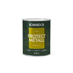 Грунт-эмаль по ржавчине 3 в 1 Komandor Protect Metall, глянцевая, база C, бесцветный, 0,9 л