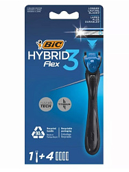 Станок для бритья Bic Flex 3 Hybrid + 4 сменные кассеты