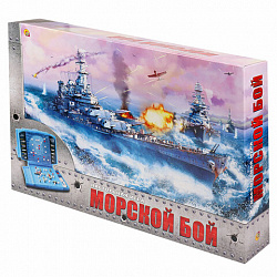 Игра настольная Морской бой, игровое поле 2 шт., фишки, фигурки кораблей, Рыжий кот