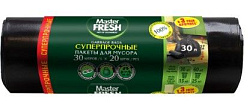 Master FRESH Пакеты для мусора суперпрочные усиленное дно 30л/20шт, 20мкм черные