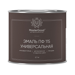 Эмаль MasterGood ПФ-115, алкидная, глянцевая, 2,7 кг, черная