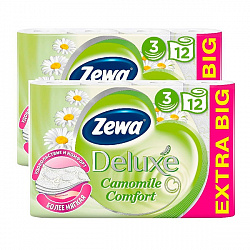 ZEWA 24шт Носовые платочки Delux Ромашка 3-х слойные
