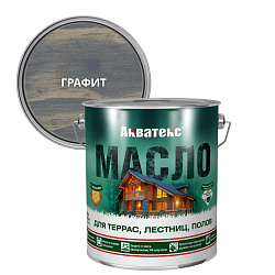 Масло для террас, лестниц, полов Акватекс, матовое, графит, 2,5 л