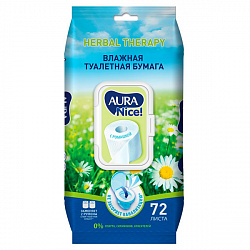AURA Nice 72шт Влажная туалетная бумага с крышкой