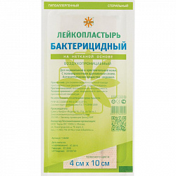 Перевяз. ср-ва Лейкопластырь бакт. 4х10см н/тканный Leiko 100шт/уп
