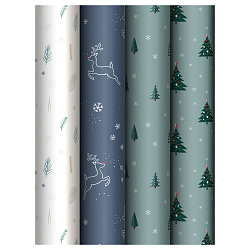 Упаковочная бумага глянц. 70*100см, MESHU "Christmas tree", 80г/м2, ассорти 4 дизайна