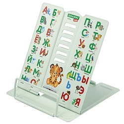 Подставка для книг BRAUBERG KIDS mini, "Animals", с алфавитом, регулируемый угол наклона, металлическая, 238965