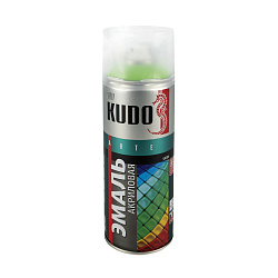 Аэрозольная акриловая краска Kudo Satin KU-0A6018, 520 мл, RAL 6018, ярко-зеленая