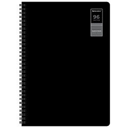 Тетради ДЭК А4 96 л. КОМПЛЕКТ 2 шт., BRAUBERG, гребень, клетка, 80 г/м2, Soft-Touch, "Black Classic", 405584