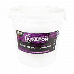 Краска водно-дисперсионная для потолков Krafor, матовая, 40 кг, супербелая