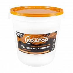 Краска водно-дисперсионная интерьерная моющаяся Krafor, латексная, 40 кг, супербелая
