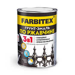 Грунт-эмаль по ржавчине 3 в 1 Farbitex, алкидная, глянцевая, 5 кг, серая