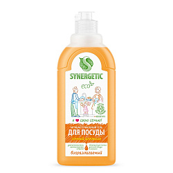 SYNERGETIC Средство для мытья посуды, детских игрушек с ароматом апельсина, 0,5л