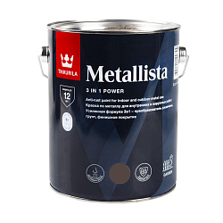 Краска для металла по ржавчине 3в1 Tikkurila Metallista (Металлиста), 2,3 л, темно-коричневая