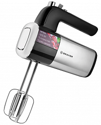 Миксер ручной Brayer BR1302, 800Вт, 5 скоростей, 2 венчика, 2 крюка для теста, черный/серебро