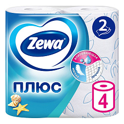 ZEWA Плюс 4 рулона Туалетная бумага 2-х слойная Океан