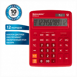 Калькулятор настольный BRAUBERG EXTRA-12-WR (206x155 мм), 12 разрядов, двойное питание, БОРДОВЫЙ, 250484