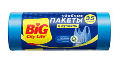 BIG City Пакеты для мусора с ручками HD 50*70 см 35л 30 шт синие (40шт/ящ)