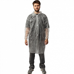 Халат н/с процед, рук.рез, на липч, XL, дл.110см, пл 25, белый, 10шт/уп
