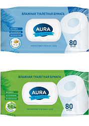 Туалетная бумага влажная Aura Ultra Comfort 80шт с крышкой