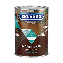 Эмаль ПФ-266 для пола Skladno, алкидная, глянцевая, 2,6 кг, желто-коричневая