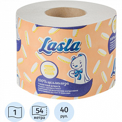 Бумага туалетная Lasla 1-слойная белая с тиснением и перфорацией, 100% целлюлоза 54 м 40 рул/уп