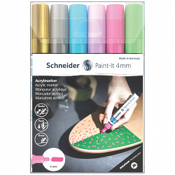 Набор маркеров акриловых Schneider "Paint-it 320", 4мм, ассорти, 6шт.