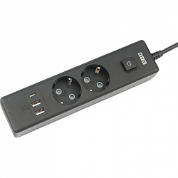 Удлинитель Power Cube, 2р с/з вык.,3USB, 3500 Вт, 16А,1.9 м, 3x1,0 (черный)