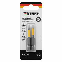 Бита шестигранная для шуруповерта KRANZ HEX3х50 мм (2 шт./уп.)