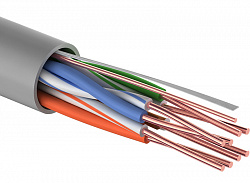 Кабель UTP REXANT 4PR 24AWG, CU (медь), CAT5e, 100 МГц, PVC, серый, бухта 25 м