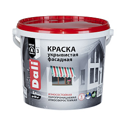 Краска фасадная укрывистая Dali, акриловая, глубокоматовая, белая, 5 л