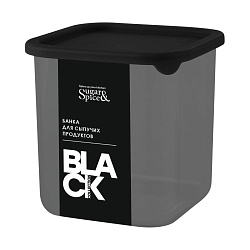Банка для сыпучих продуктов Sugar&Spice Black, квадратная, 0,8 л