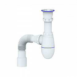 Сифон бутылочный Unicorn B320V, с выпуском 1 1/2" x 40 мм, c отводом, нержавеющей чашкой